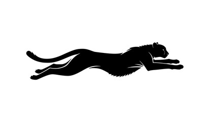 Running cheetah silhouette vector fast speed animal logo design isolated on white © Md