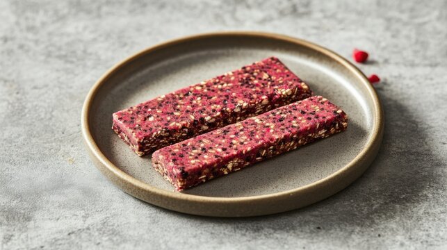 Two Cranberry Energy Bars on a Plate