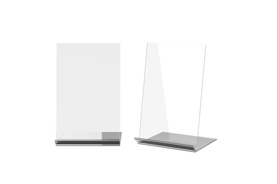 Plastic QR Code Scan Stand On a White Background Mockup