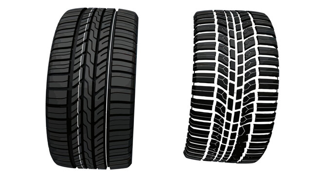 Comparison of car tire treads - winter vs summer