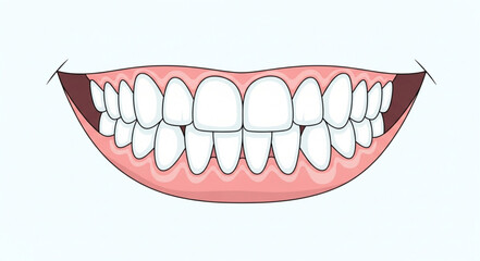 Illustration of a full set of human teeth in the mouth. © Nur Kholis