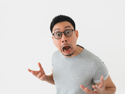 Pleading man gesture. Urgent request with expressive face