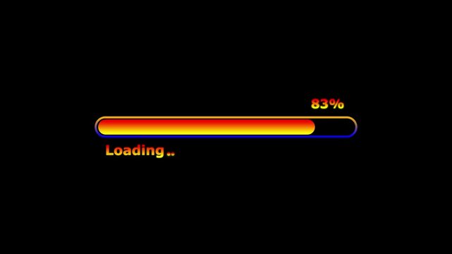 Colorful Gradient Loading Bar Animation with Percentage Indicator on Black Background.