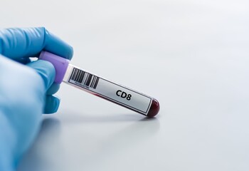 Obraz premium Blood sample tube for CD8 test analysis.