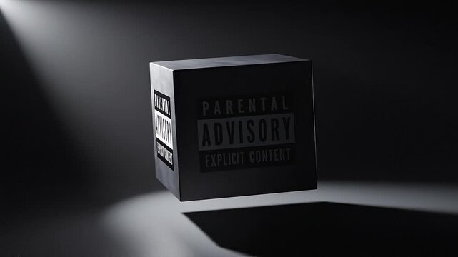 Parental Advisory Explicit Content Box with Dramatic Spotlight