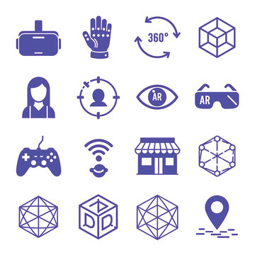 Augmented reality icons on white background