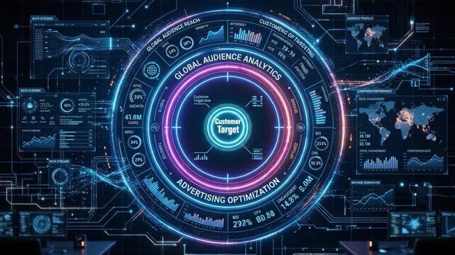 Global audience analytics advertising optimization customer target data streams campaign performance engagement conversion rate digital marketing business intelligence user engagement data