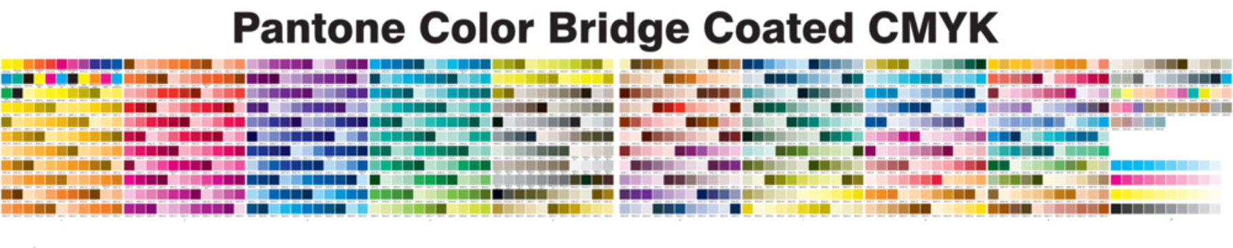 Pantone Colour Bridge Coated CMYK Comprehensive Palette Chart Vector.