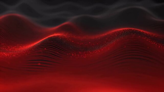 Red wave pattern with glowing particles