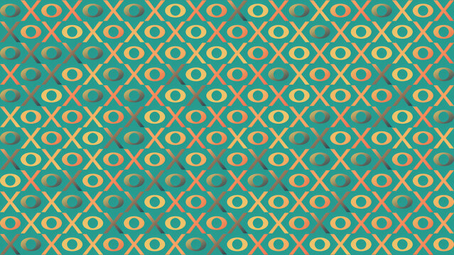 Colorful XO Pattern Background with Hugs and Kisses Symbols