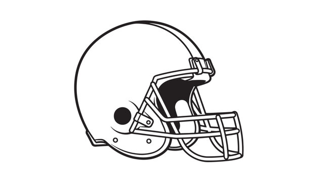 American Football Helmet Illustration- High-Quality Vector Line Art of Professional Gridiron Protective Headgear Side View, Minimalist Sports Equipment Graphic Icon for Team Branding and Design