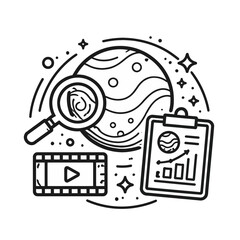 Obraz premium Discovering the Universe An Iconic Representation of Space Exploration and Data Analysis Icon