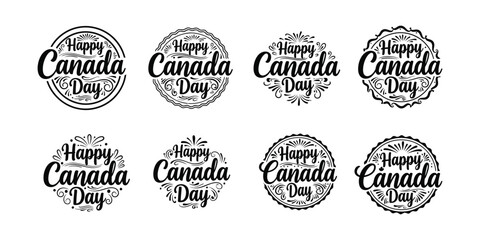 Obraz premium Happy canada day celebration logos and badges
