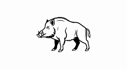 Obraz premium Stylized black and white illustration of a wild boar