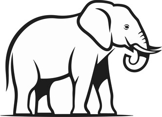 Fototapeta premium Stylized black and white silhouette of an elephant with large ears