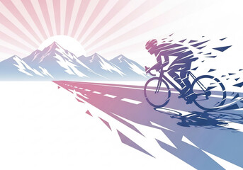 Fototapeta premium 自転車ロードレース 山道 疾走感のあるイラスト