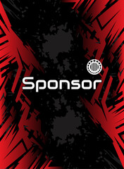 Dynamic Red and Black Abstract Sport Jersey Background with Sponsor Text, Sportswear, T shirt, Dress, Traditional Template.  © Sadik