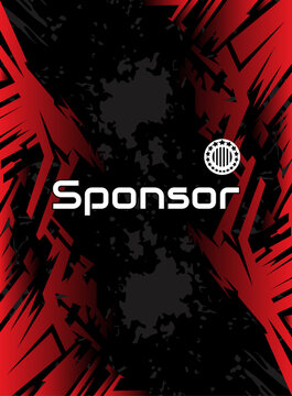 Dynamic Red and Black Abstract Sport Jersey Background with Sponsor Text, Sportswear, T shirt, Dress, Traditional Template.

