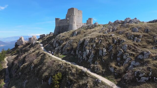 rocca di calascio, abruzzo, italy, aerial drone view