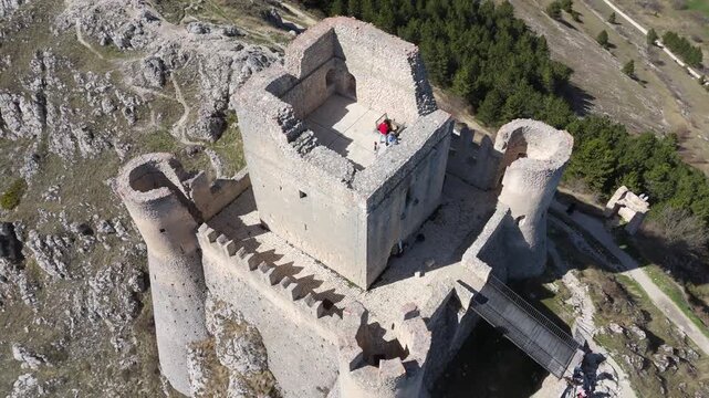 rocca di calascio, abruzzo, italy, aerial drone view