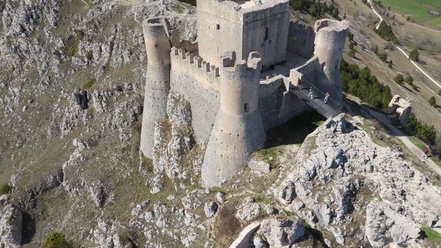 rocca di calascio, abruzzo, italy, aerial drone view