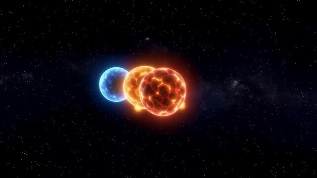 Binary star system in space collision.