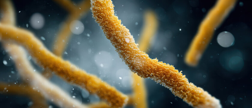 Ominous microscopic organism floating in dark space. Threatening bacteria and virus represent deadly pathogen causing severe infection and serious disease in medical science biology