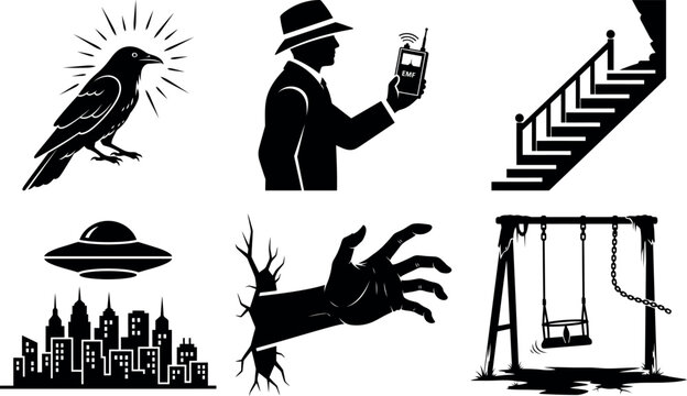 Mysterious and eerie illustration collection featuring occult and supernatural themes