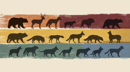 Fototapeta premium Colored animal silhouettes