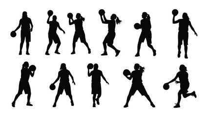 Fototapeta premium A group of people playing basketball in different poses