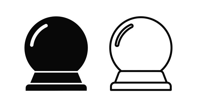 Two crystal balls one solid and one transparent in silhouette