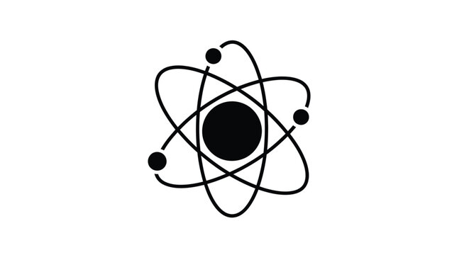 Simple depiction of an atomic structure a bold black silhouette