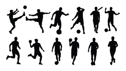 Silhouettes of soccer players in various poses © SILHUETTECHEMBER