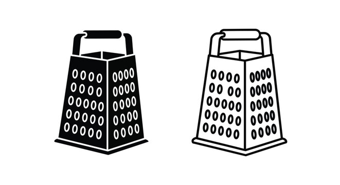 Two kitchen graters in black and white a simple silhouette
