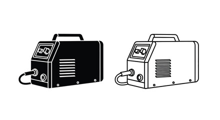 Two welding machines shown in contrasting colors a striking silhouette © Abir