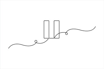 Obraz premium Pause button icon in continuous one line art drawing style. Line art of pause button vector illustration