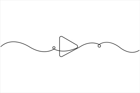 One continuous line art drawing of Play button signs. simple linear style Play button vector illustration