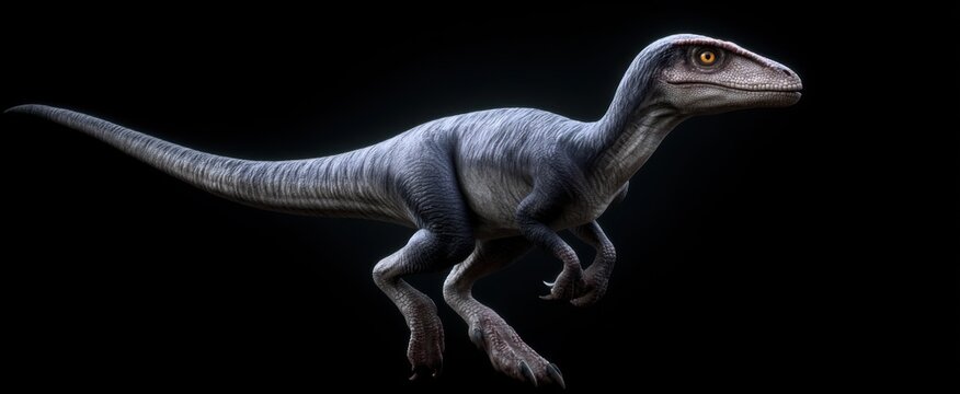 velociraptor poised in a fierce hunting stance exuding raw predatory energy and agility