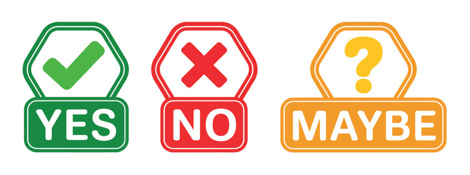 Check cross and question mark icon set representing yes no maybe symbols labels in vector illustration design