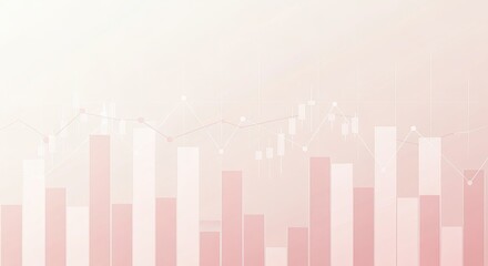 Fototapeta premium Elegant Soft Rose Toned Finance Data Abstract Background Featuring Bars and Lines for Stock Images