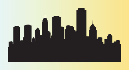 Obraz premium Modern city skyline silhouette with tall skyscrapers and buildings