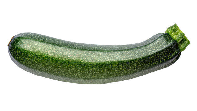 Isolated fresh green zucchini vegetable with delicate stripes and textured skin for healthy cooking