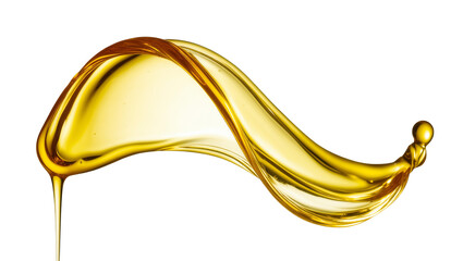 Fototapeta premium Isolated flowing golden liquid splash, clear yellow cooking oil or engine lubricant pour