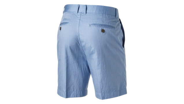 Isolated light blue men's casual tailored shorts for summer fashion and comfort