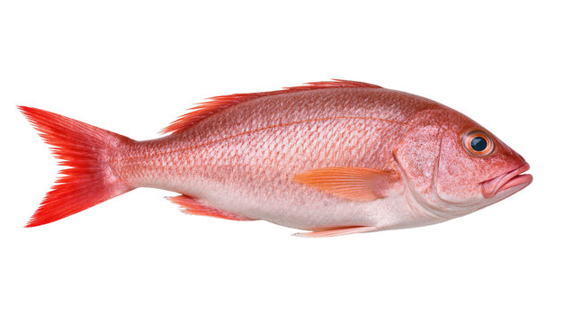 Isolated red snapper fish, fresh seafood for cooking or healthy eating, close-up studio shot