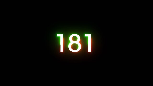 Glowing neon number. neon count number illustration on black background.