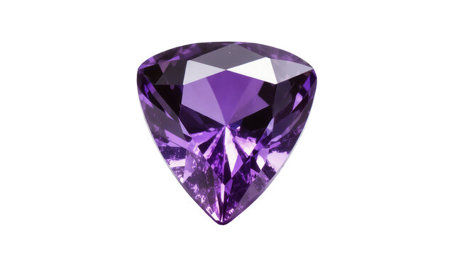 Isolated beautiful vibrant purple gemstone trillion cut sparkling precious jewelry stone
