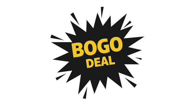 Buy One Get One Free vector label, BOGO Deal icon