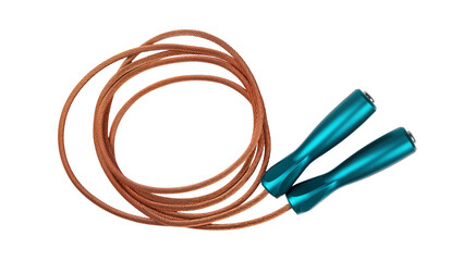Isolated speed jump rope with metallic copper cable and ergonomic blue handles for fitness training © Fernando
