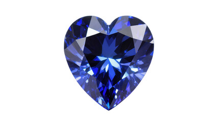 Fototapeta premium Isolated vibrant blue heart-shaped faceted gemstone displaying exquisite sparkle and brilliance.